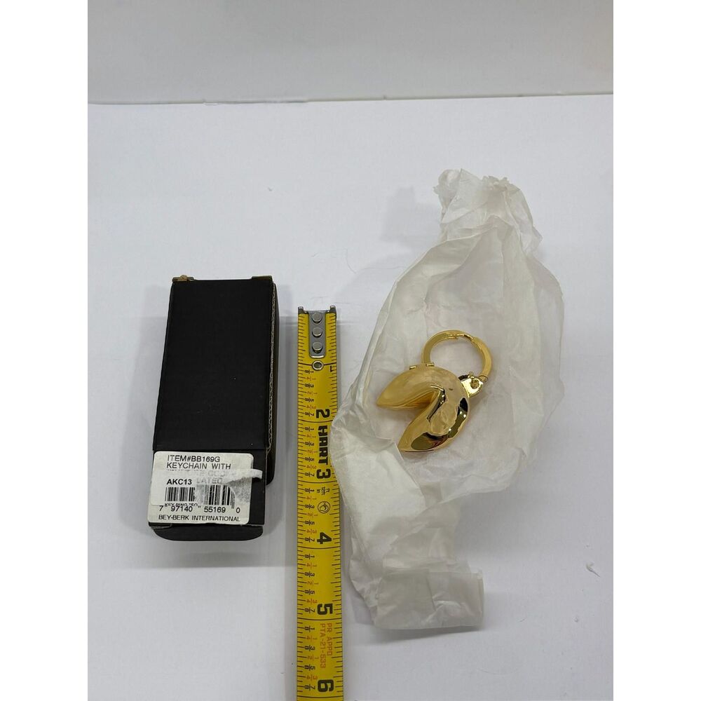 Bey Berk Gold Plated Fortune Cookie Keepsake Box and Key Ring